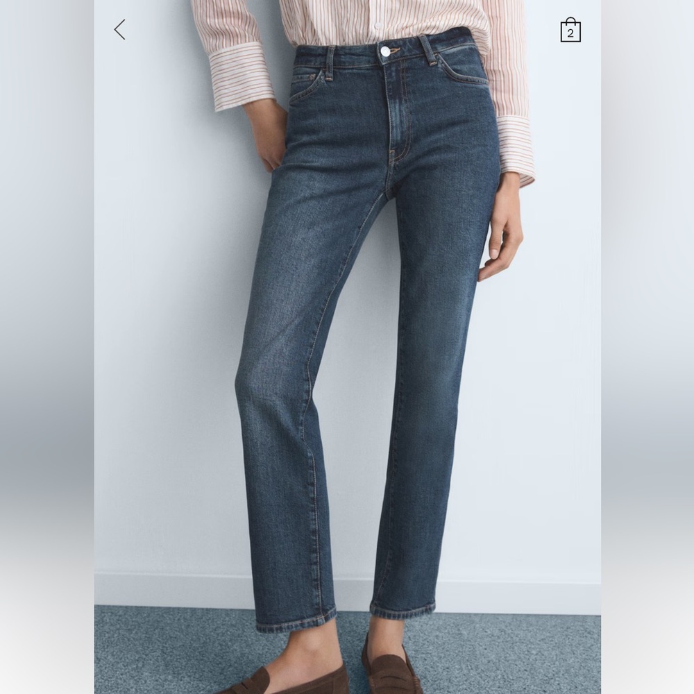 Mango Delia Women’s Mid-Rise Slim-Fit Dark Blue Jeans Size 4